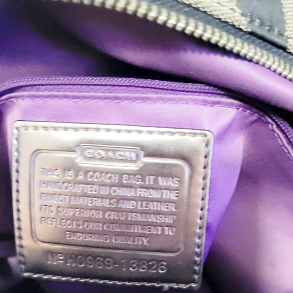 Coach Poppy Tote Op Art Glam Signature Logo Bag Purse Black Gray Silver 13826 - Picture 12 of 14